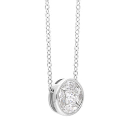 18ct White Gold Diamond Princess and Marquise Cut Round Cluster Necklace, FEU-2522_2