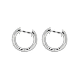18ct White Gold Diamond Small Hoop Earrings, E00620_1