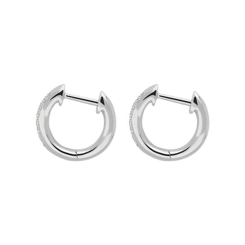 18ct White Gold Diamond Small Hoop Earrings, E00620_1
