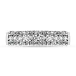 18ct White Gold Diamond Three Row Half Eternity Ring, FEU-2457_2