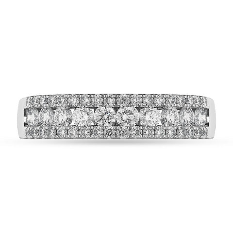 18ct White Gold Diamond Three Row Half Eternity Ring, FEU-2457_2