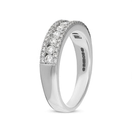 18ct White Gold Diamond Three Row Half Eternity Ring, FEU-2457_3