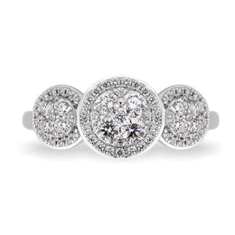 18ct White Gold Diamond Trilogy Cluster Ring, FEU-2364_2