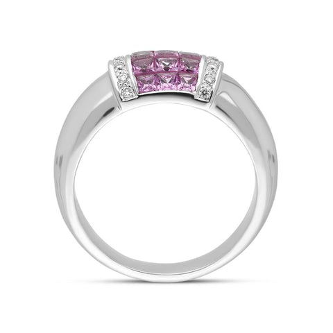 18ct White Gold Pink Sapphire Diamond Ring, ROO404171_2