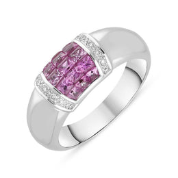 18ct White Gold Pink Sapphire Diamond Ring, ROO404171.