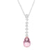 18ct White Gold Rose Quartz Seven Diamond Drop Necklace, PJW126.