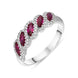 18ct White Gold Ruby Diamond Marquise Half Eternity Ring, FEU-2508