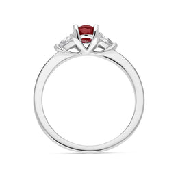 18ct White Gold Ruby Diamond Oval and Pear Cut Three Stone Ring, FEU-2481_3