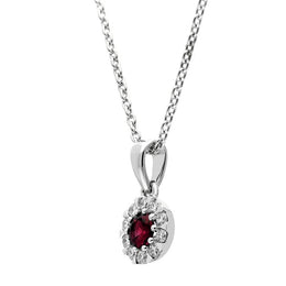 18ct White Gold Ruby Diamond Two Piece Gift Set, S147 pendant side
