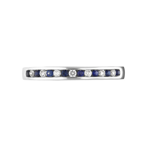 18ct White Gold Sapphire Diamond Half Eternity Ring, FEU-2465_2