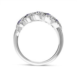 18ct White Gold Sapphire Diamond Marquise Five Stone Half Eternity Ring, FEU-2443_3