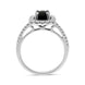 18ct White Gold Whitby Jet 0.45ct Diamond Cushion Ring. R961 (2)