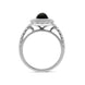 18ct White Gold Whitby Jet 0.58ct Diamond Cushion Ring. R1039.