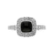 18ct White Gold Whitby Jet 0.58ct Diamond Cushion Ring. R1039.