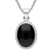 18ct White Gold Whitby Jet Heritage Rope Edge Medium Oval Pendant, P004. 