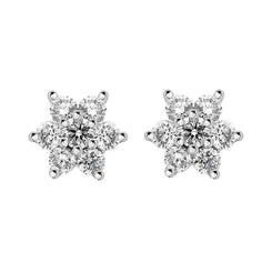 18ct White and Yellow Gold Diamond Cluster Stud Earrings, FEU-2488. 
