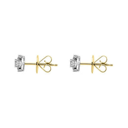 18ct White and Yellow Gold Diamond Cluster Stud Earrings, FEU-2488_3