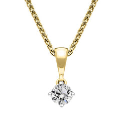 18ct White and Yellow Gold Diamond Solitaire Pendant, FEU-2394.