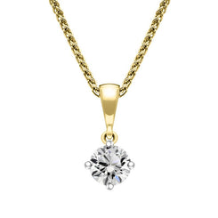 18ct White and Yellow Gold Diamond Solitaire Pendant, FEU-2395.