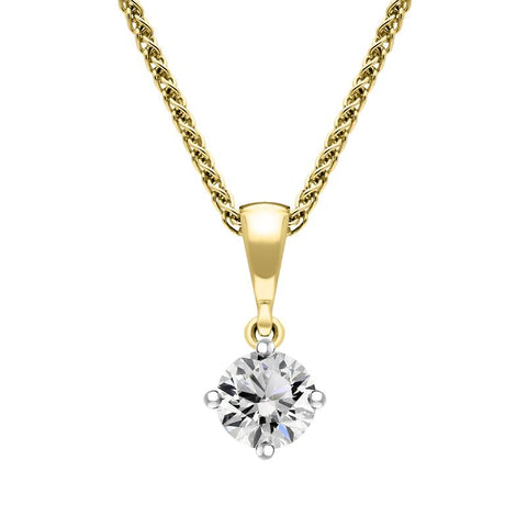 18ct White and Yellow Gold Diamond Solitaire Pendant, FEU-2395.