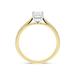 18ct Yellow Gold 0.51ct Diamond Emerald Cut Solitaire Ring FEU-2242