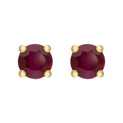 18ct Yellow Gold 0.64ct Ruby Claw Set Stud Earrings, FEU-204