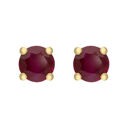 18ct Yellow Gold 0.64ct Ruby Claw Set Stud Earrings, FEU-204