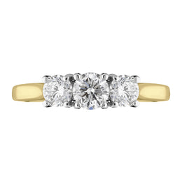 18ct Yellow Gold 1.03ct Diamond Trilogy Ring, FEU-1810.
