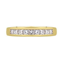18ct Yellow Gold Diamond Princess Cut Nine Stone Half Eternity Ring, FEU-1353._2