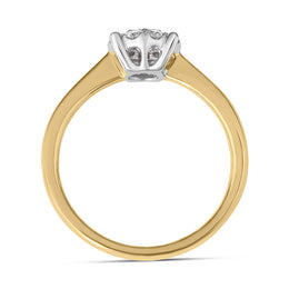 18ct Yellow Gold Diamond Round Brilliant Cut Cluster Ring, FEU-2366_3