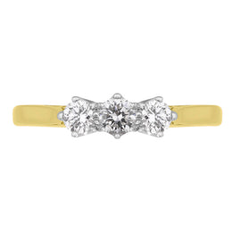 18ct Yellow Gold Diamond Three Stone Ring, FEU-1871_2