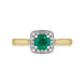 18ct Yellow Gold Emerald Diamond Pave Vintage Style Cushion Cluster Ring, FEU-2478_2