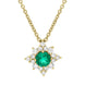 18ct Yellow Gold Emerald Diamond Star Cluster Necklace, FEU-2498