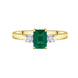 18ct Yellow Gold Emerald Diamond Three Stone Ring, FEU-1297_2
