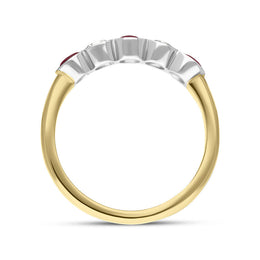 18ct Yellow Gold Ruby Diamond Half Eternity Ring, FEU-1087_3