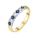 18ct Yellow Gold Sapphire Diamond Seven Stone Ring, FEU-2442