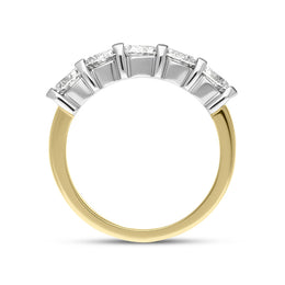 18ct Yellow gold Diamond Five Stone Bar Set Half Eternity Ring, FEU-2561_3