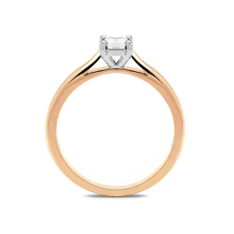 18ct Rose Gold 0.20ct Diamond Princess Cut Solitaire Ring FEU-1292