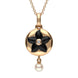 18ct Rose Gold Whitby Jet 0.007 Carat Diamond Flower Necklace p3059