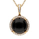 18ct Rose Gold Whitby Jet Diamond Four Claw Round Necklace DAS009