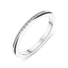 18ct White Gold 0.13ct Diamond Channel Set Half Eternity Ring, FEU-834.