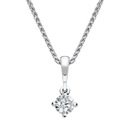 18ct White Gold 0.20ct Diamond Brilliant Cut Solitaire Necklace FEU-2169