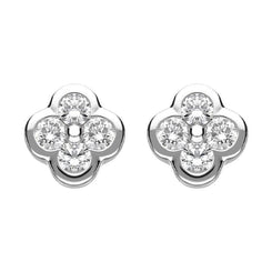 18ct White Gold 0.25ct Diamond Flower Stud Earrings FEU-1971