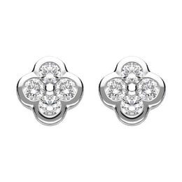 18ct White Gold 0.25ct Diamond Flower Stud Earrings FEU-1971
