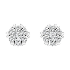 18ct White Gold 0.26ct Diamond Heart Edge Stud Earrings, E2381.