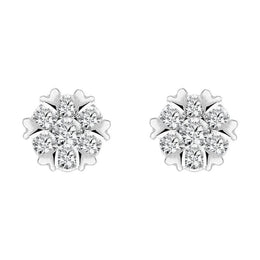 18ct White Gold 0.26ct Diamond Heart Edge Stud Earrings, E2381.