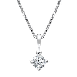 18ct White Gold 0.30ct Diamond Brilliant Cut Solitaire Necklace FEU-2177
