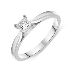 18ct White Gold 0.30ct Diamond Princess Cut Solitaire Ring, FEU-678.