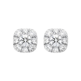 18ct White Gold 0.31ct Diamond Cushion Stud Earrings E2116 