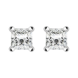 18ct White Gold 0.31ct Diamond Princess Cut Stud Earrings FEU-250